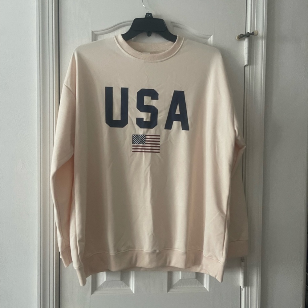 USA Flag Cream Sweater